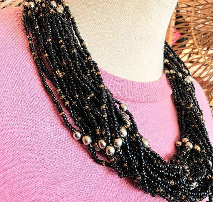 Vintage Chunky Beaded Statement Bib Necklace - Yatva