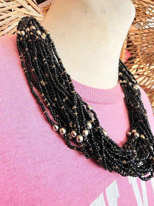 Vintage Chunky Beaded Statement Bib Necklace - Yatva