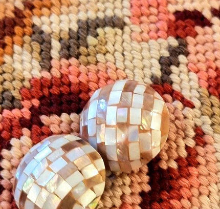 Vintage Circle Shell Clip - On Earrings - Yatva