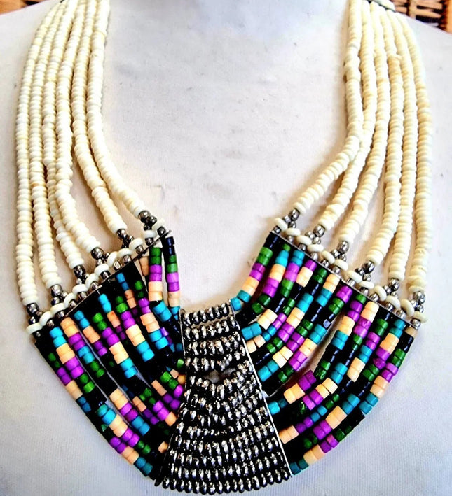 Vintage Cleopatra Bohemian Bib Multi Strand Necklace - Yatva