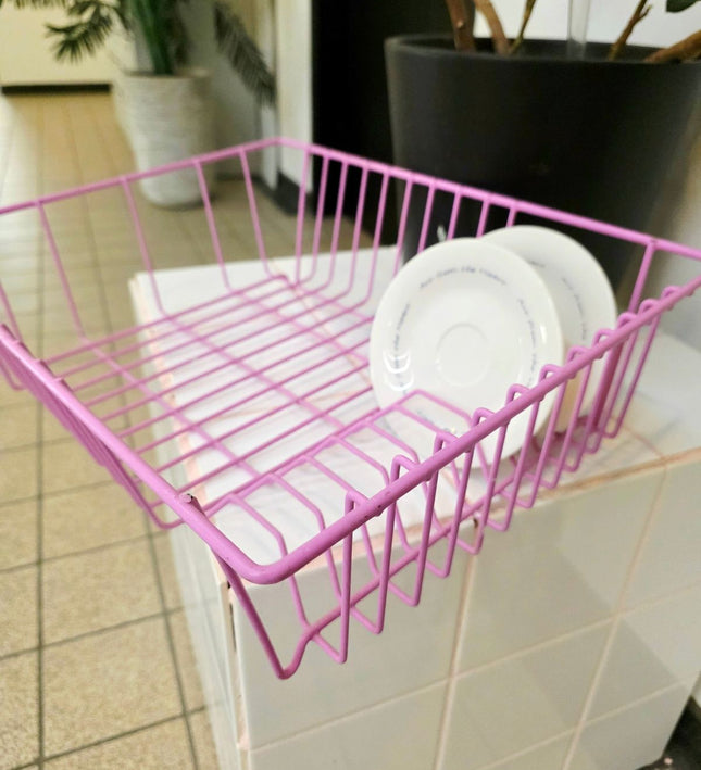 Vintage Coated Wire Dish Drying Rack | Retro Kitchen - Yatva