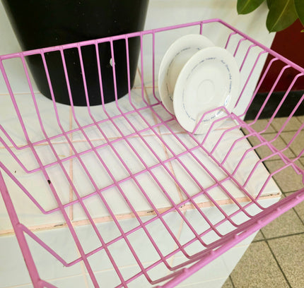 Vintage Coated Wire Dish Drying Rack | Retro Kitchen - Yatva