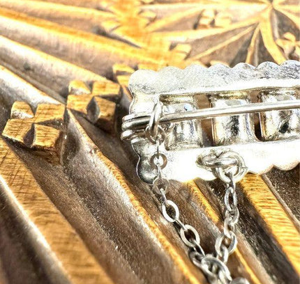 Vintage Costume Silver - Tone Clear & Pink Rhinestone Brooch - Yatva