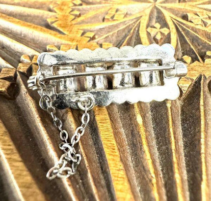 Vintage Costume Silver - Tone Clear & Pink Rhinestone Brooch - Yatva