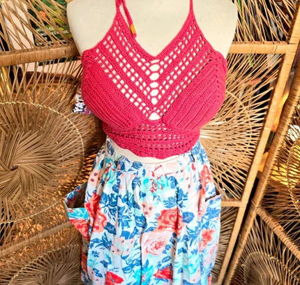 Vintage Crochet Halter Top - Yatva