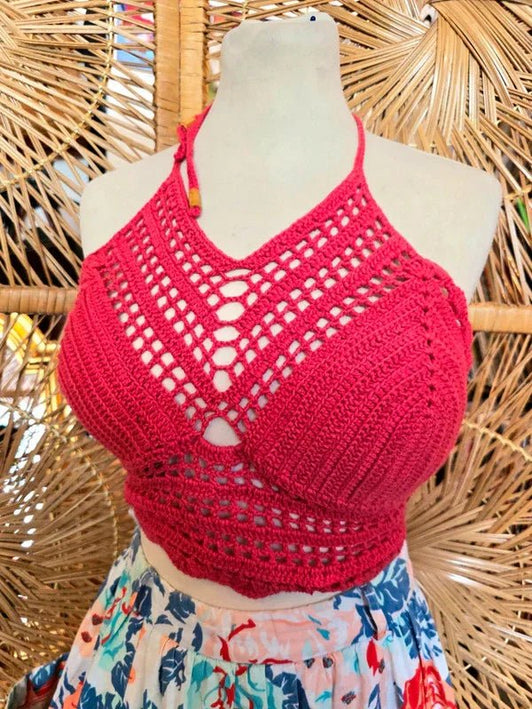 Vintage Crochet Halter Top - Yatva