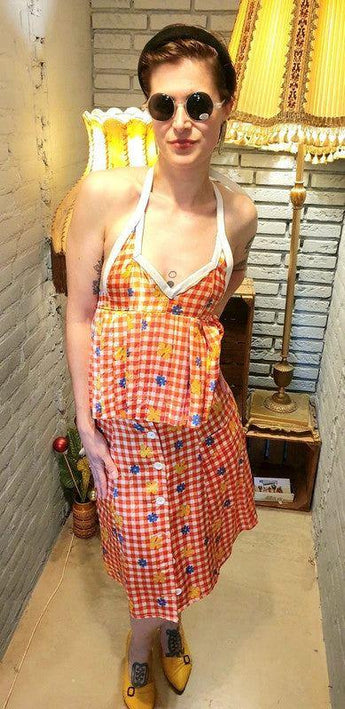 Vintage Customised 70's Flower Power 2 - Piece Suit - Yatva