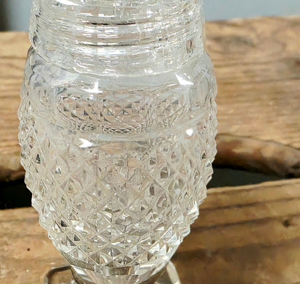 Vintage Cut Glass Pedestal Salt Shaker with Matching Glass Dome Lid - Yatva