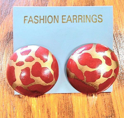 Vintage Deadstock Brand New 1980s Animal Print Pierced Earring - Yatva
