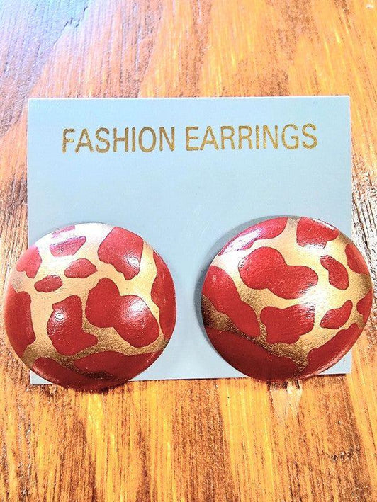 Vintage Deadstock Brand New 1980s Animal Print Pierced Earring - Yatva