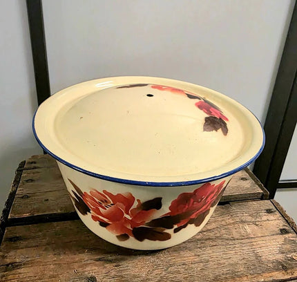 Vintage Diamond (3 Set ) Enamelware Pot with 2 Cover - Yatva