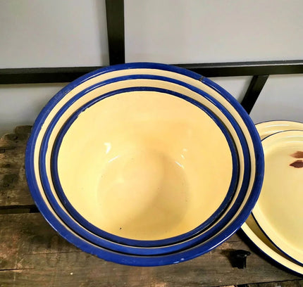 Vintage Diamond (3 Set ) Enamelware Pot with 2 Cover - Yatva