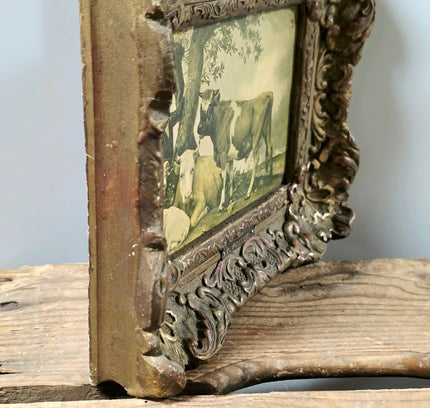 Vintage Dutch Pastoral Cow Painting - Groote Berg Eindhoven Framing - Yatva