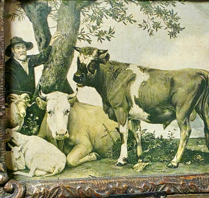 Vintage Dutch Pastoral Cow Painting - Groote Berg Eindhoven Framing - Yatva