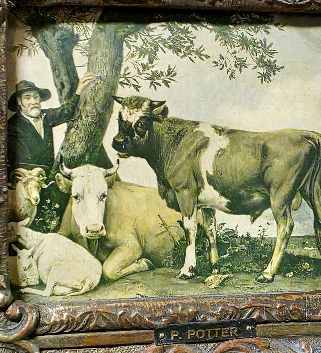 Vintage Dutch Pastoral Cow Painting - Groote Berg Eindhoven Framing - Yatva