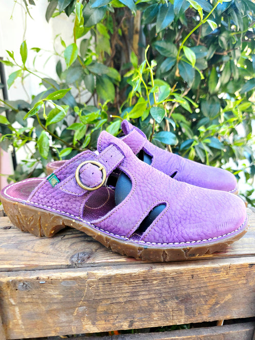 Vintage El Naturalista Yggdrasil N164 Purple Leather Clogs Sandals
