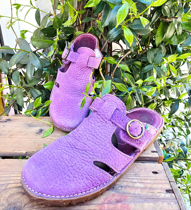 Vintage El Naturalista Yggdrasil N164 Purple Leather Clogs Sandals