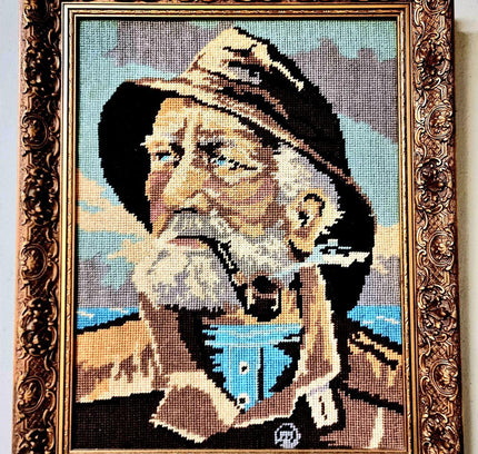 Vintage Embroidery Man With Pipe Painting - Yatva