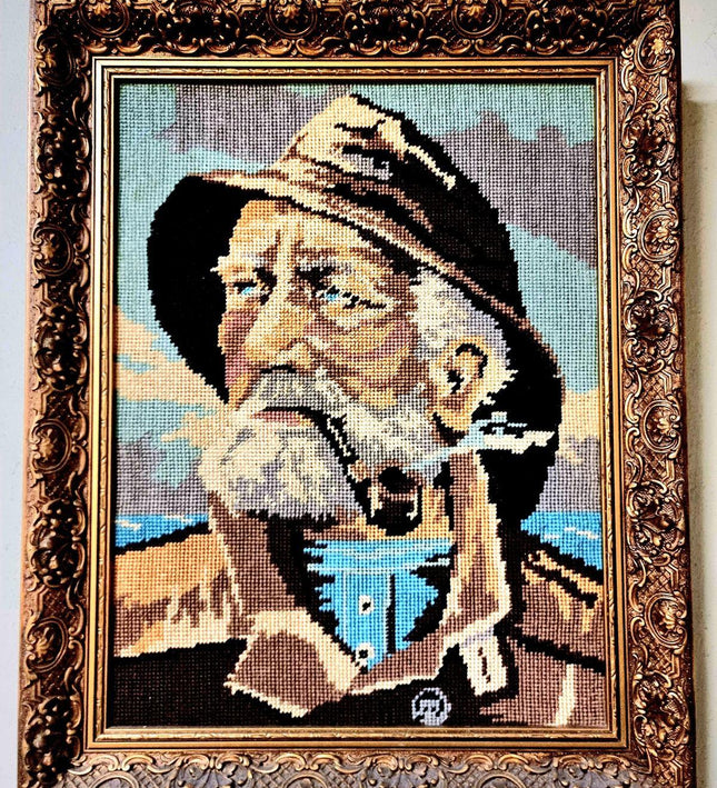 Vintage Embroidery Man With Pipe Painting - Yatva