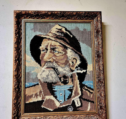 Vintage Embroidery Man With Pipe Painting - Yatva