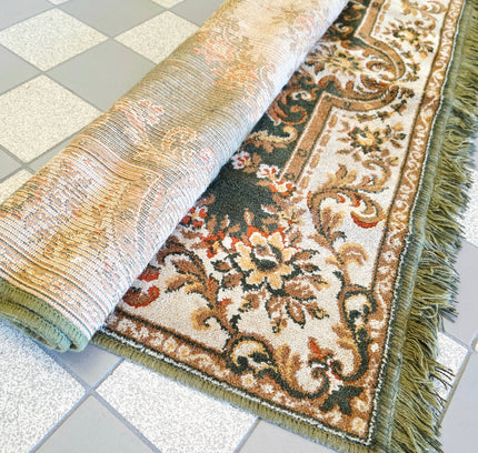 Vintage Emerald Green Traditional Persian Style Medallion Area Rug with Fringe - Yatva