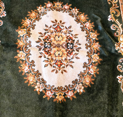 Vintage Emerald Green Traditional Persian Style Medallion Area Rug with Fringe - Yatva