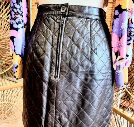 Vintage Enato Quilted Leather Skirt - Yatva