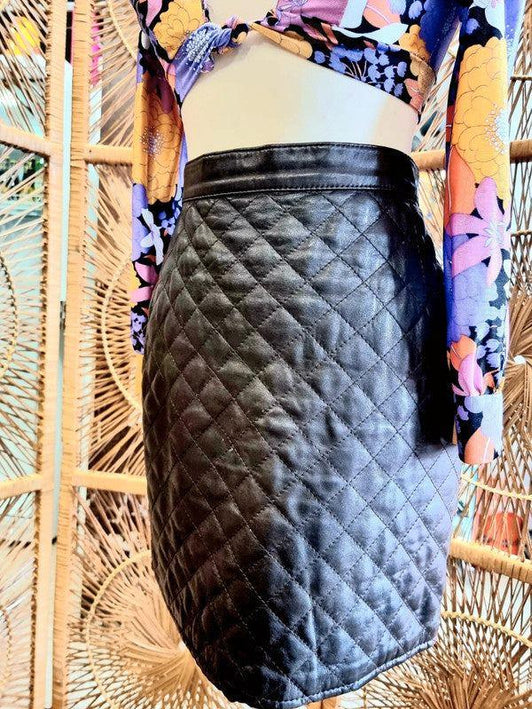 Vintage Enato Quilted Leather Skirt - Yatva