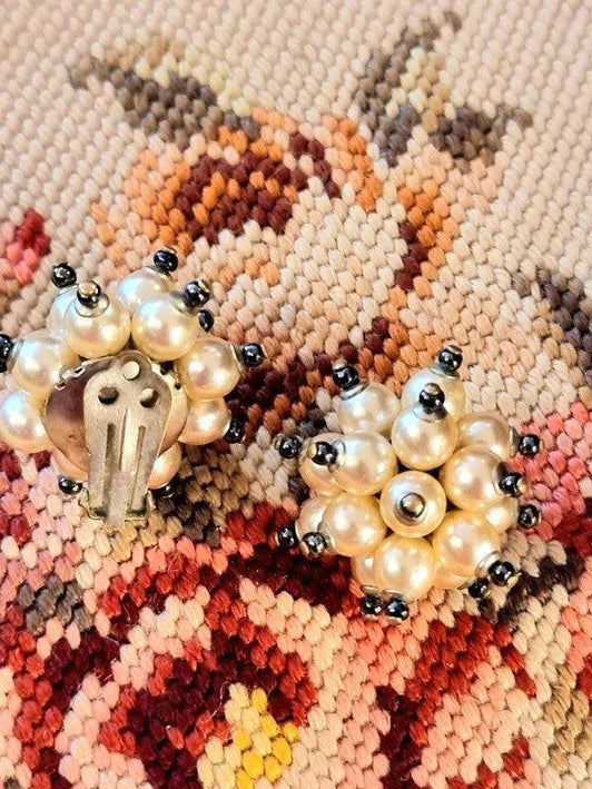 Vintage Faux Pearl Clip - On Earrings - Yatva