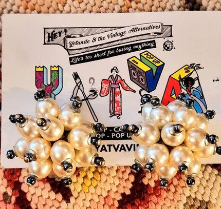 Vintage Faux Pearl Clip - On Earrings - Yatva