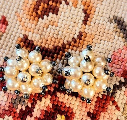 Vintage Faux Pearl Clip - On Earrings - Yatva