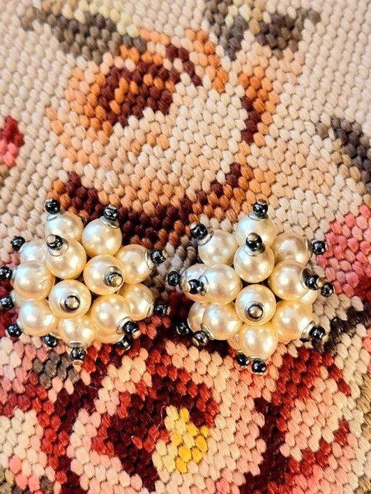 Vintage Faux Pearl Clip - On Earrings - Yatva