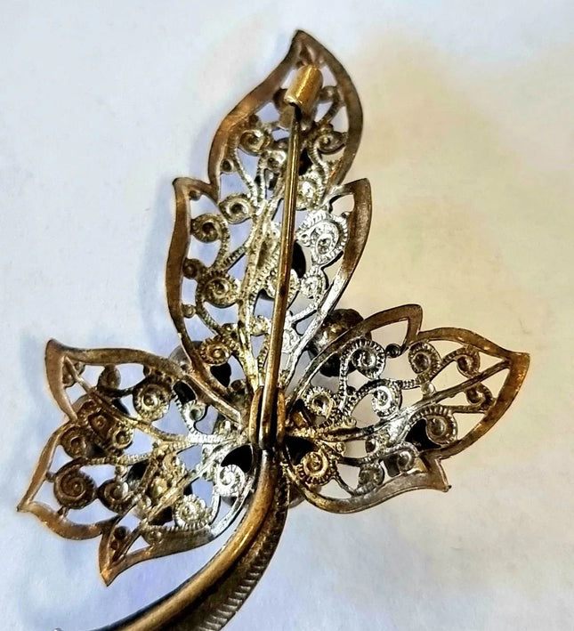 Vintage Floral Leaf Brooch - Yatva
