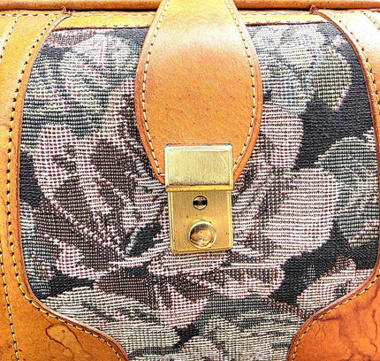 Vintage Floral Tapestry & Leather Gladstone Hand Bag - Yatva