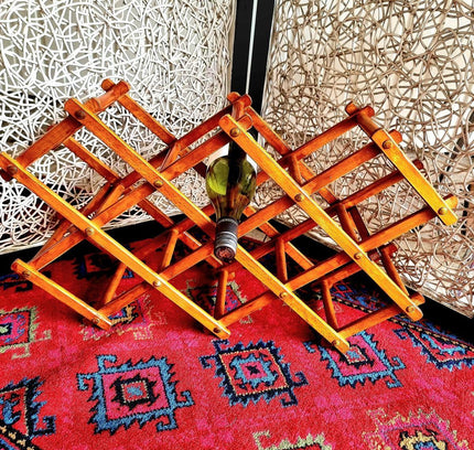 Vintage Foldable Woodwn Wine Rack - Yatva