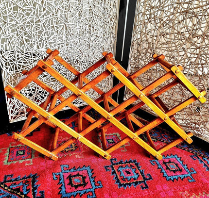 Vintage Foldable Woodwn Wine Rack - Yatva