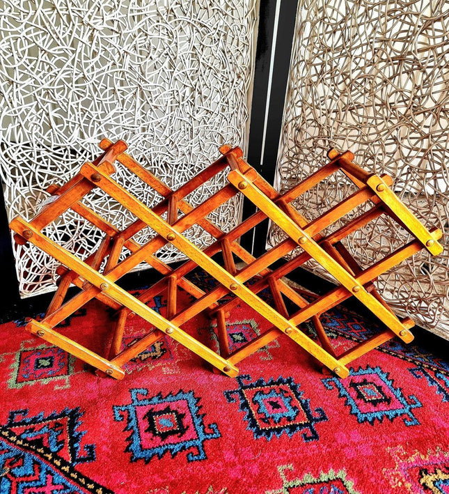Vintage Foldable Woodwn Wine Rack - Yatva