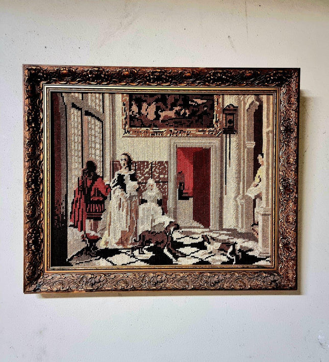 Vintage Framed Tapestry Art - Yatva