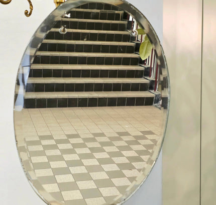 Vintage Frameless Oval Mirror - Yatva