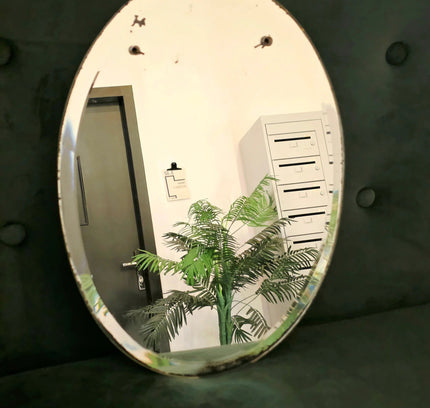 Vintage Frameless Oval Mirror - Yatva
