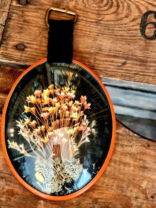 Vintage Glass Globe Frame With Dried Flowers - Yatva