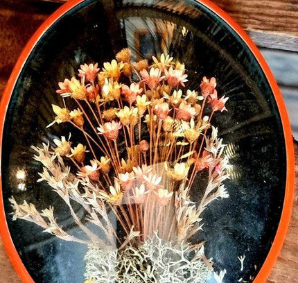 Vintage Glass Globe Frame With Dried Flowers - Yatva