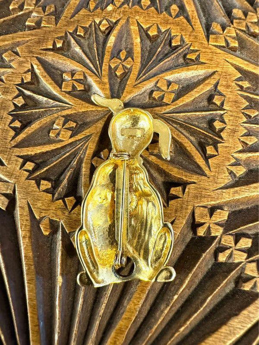 Vintage Goldtone Dog Brooch - Yatva