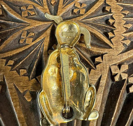 Vintage Goldtone Dog Brooch - Yatva