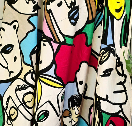 Vintage "Gulvi Faces " Ikea Fabric / Curtain - Yatva