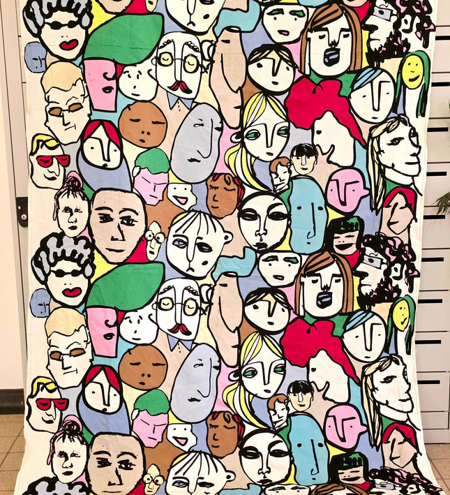 Vintage "Gulvi Faces " Ikea Fabric / Curtain - Yatva