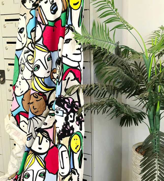 Vintage "Gulvi Faces " Ikea Fabric / Curtain - Yatva