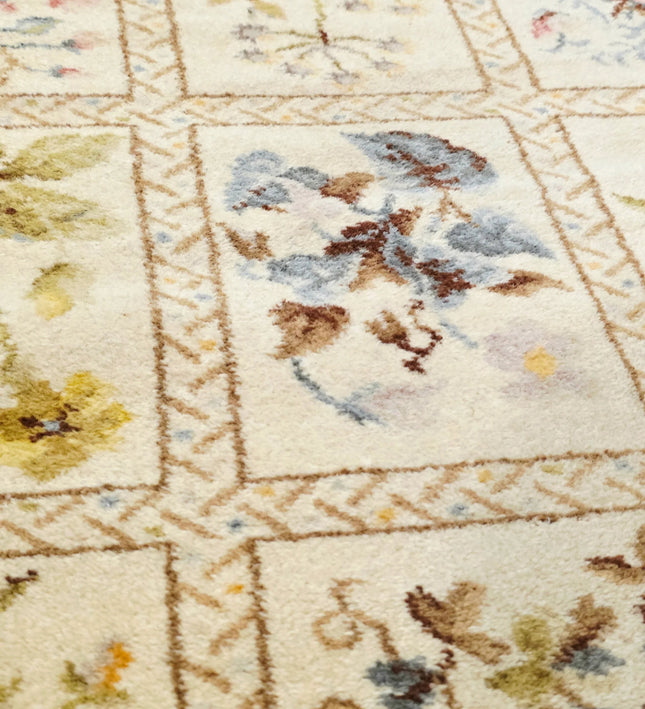 Vintage Hand - Knotted Botanical Garden Rug – French Aubusson Style - Yatva