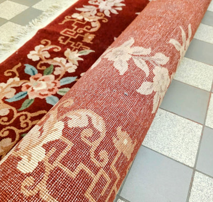 Vintage Hand-Knotted Chinese Art Deco Wool Rug – Plush Pile (205 x 305 cm) - Yatva