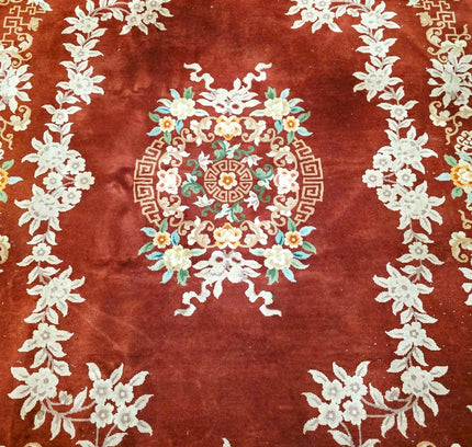 Vintage Hand-Knotted Chinese Art Deco Wool Rug – Plush Pile (205 x 305 cm) - Yatva